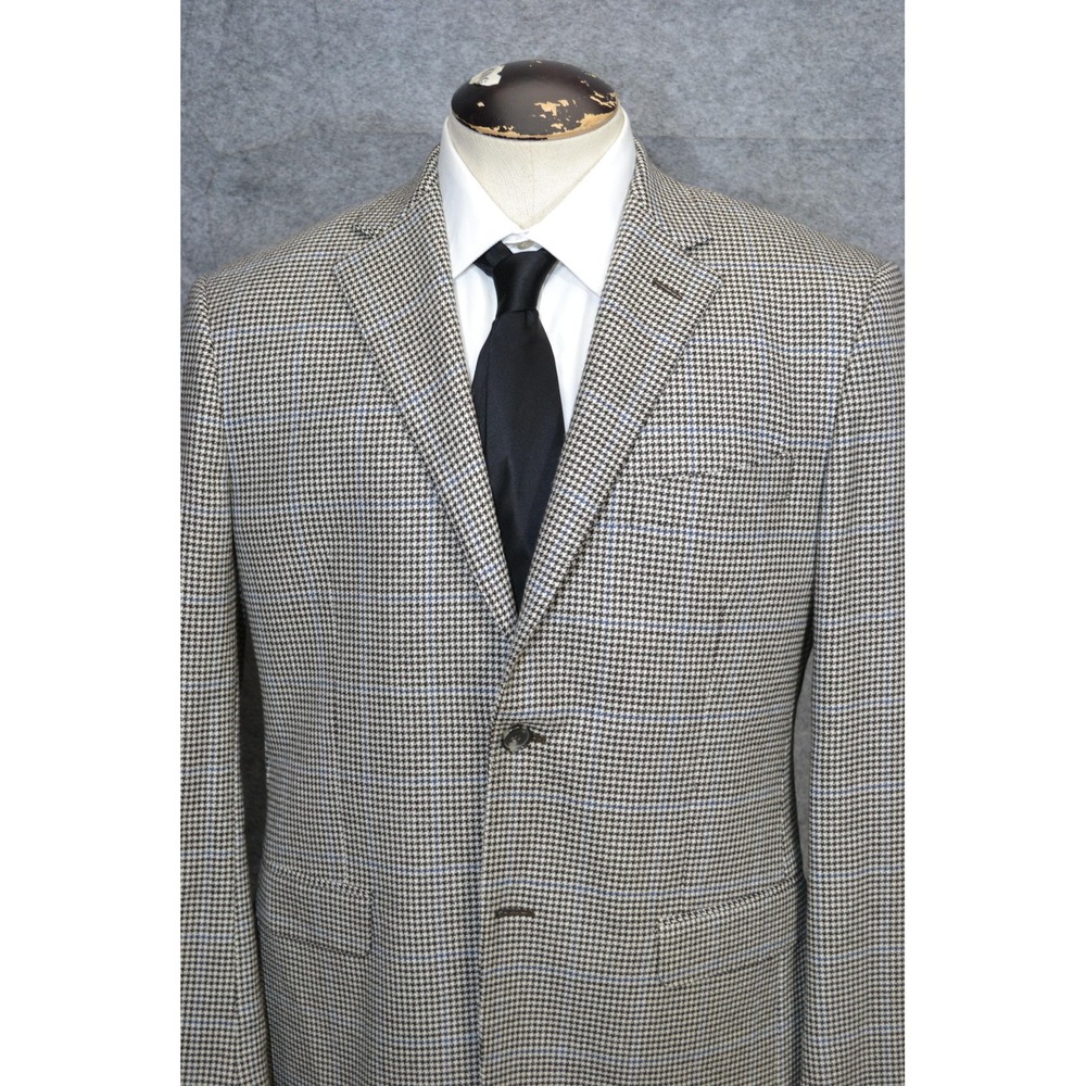 Cashmere Sport Coat Mens 40R Gray Check Wool houndstooth Saks 5th Avenue Italy